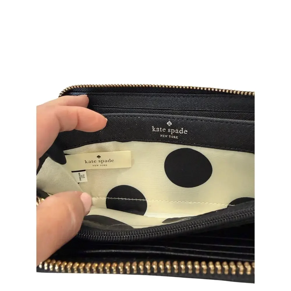Kate Spade Large Continental Wallet Black Leather Designer